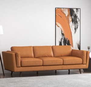 Lidia 88'' Genuine Leather Square Arm Sofa
