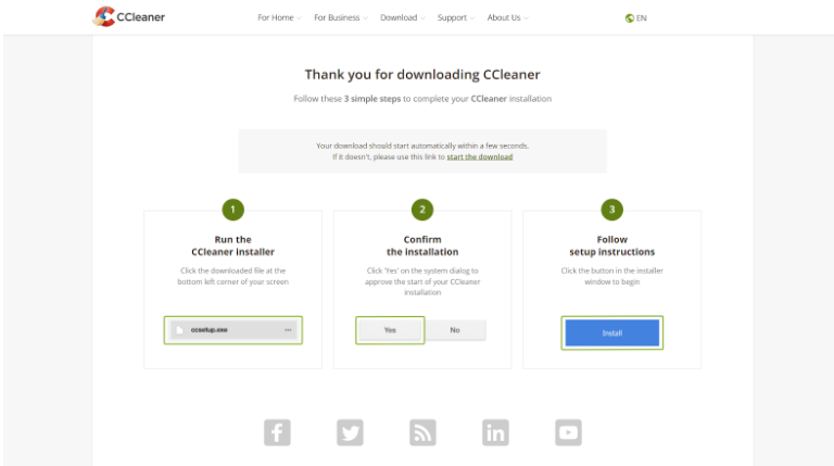 CCleaner sign up process step 2