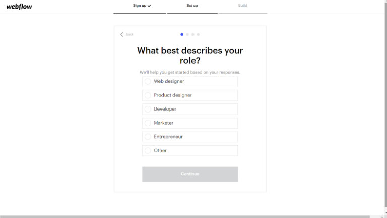 Webflow signup process step 4