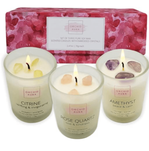 Orchid Aura Candles with Crystals